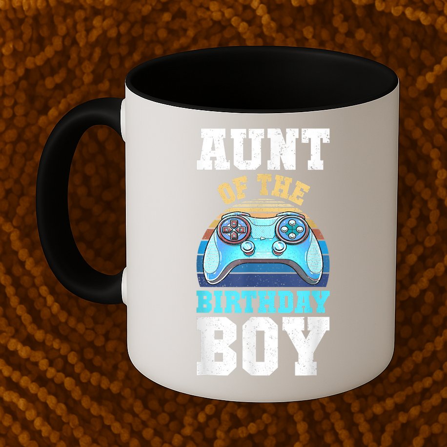Aunt Of The Birthday Boy Matching Video Gamer Birthday Party Mug