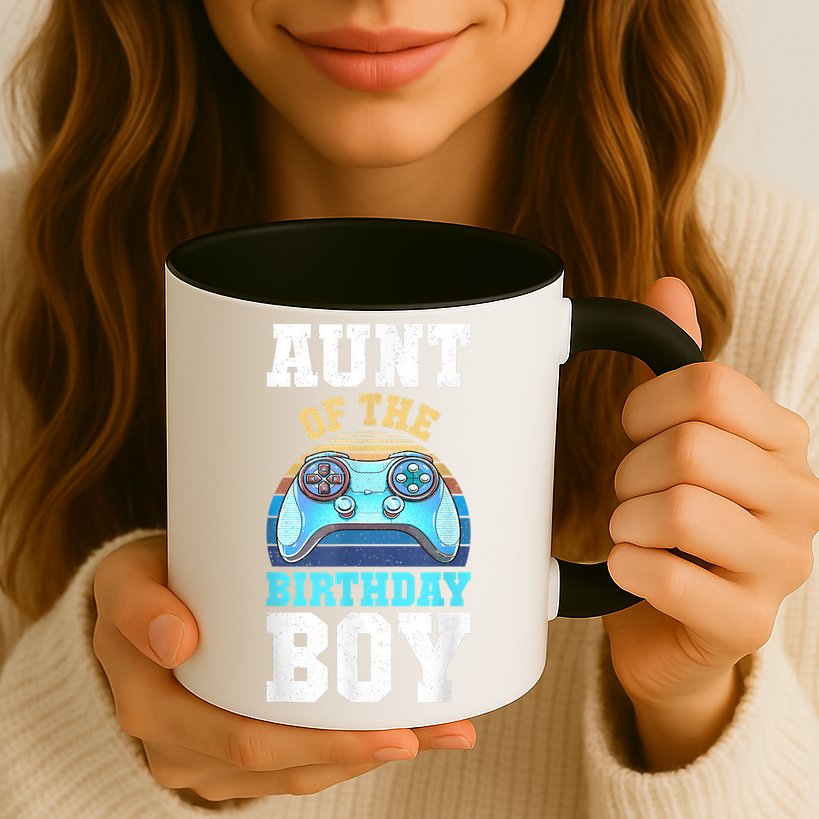Aunt Of The Birthday Boy Matching Video Gamer Birthday Party Mug