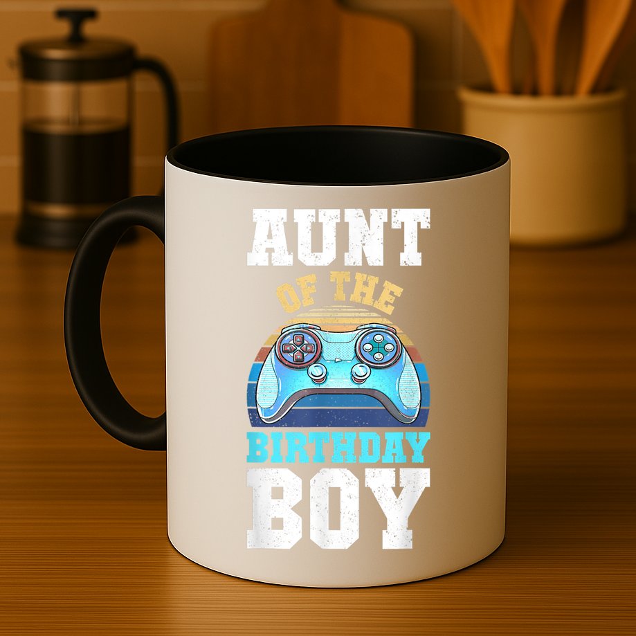 Aunt Of The Birthday Boy Matching Video Gamer Birthday Party Mug