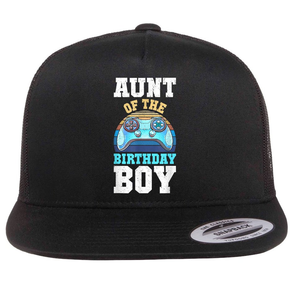 Aunt Of The Birthday Boy Matching Video Gamer Birthday Party Flat Bill Trucker Hat