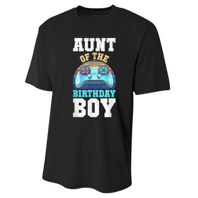 Aunt Of The Birthday Boy Matching Video Gamer Birthday Party Performance Sprint T-Shirt