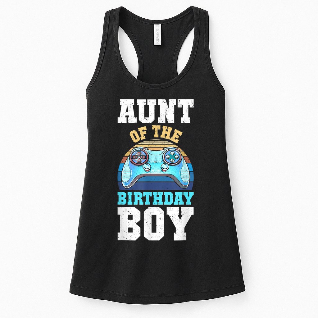 Aunt Of The Birthday Boy Matching Video Gamer Birthday Party Womens Tank Top