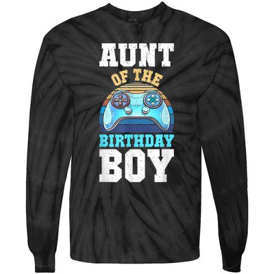 Aunt Of The Birthday Boy Matching Video Gamer Birthday Party Tie-Dye Long Sleeve Shirt