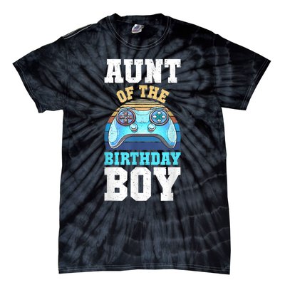 Aunt Of The Birthday Boy Matching Video Gamer Birthday Party Tie-Dye T-Shirt