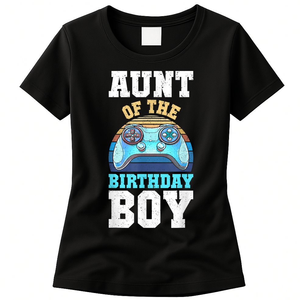 Aunt Of The Birthday Boy Matching Video Gamer Birthday Party Womens T-Shirt