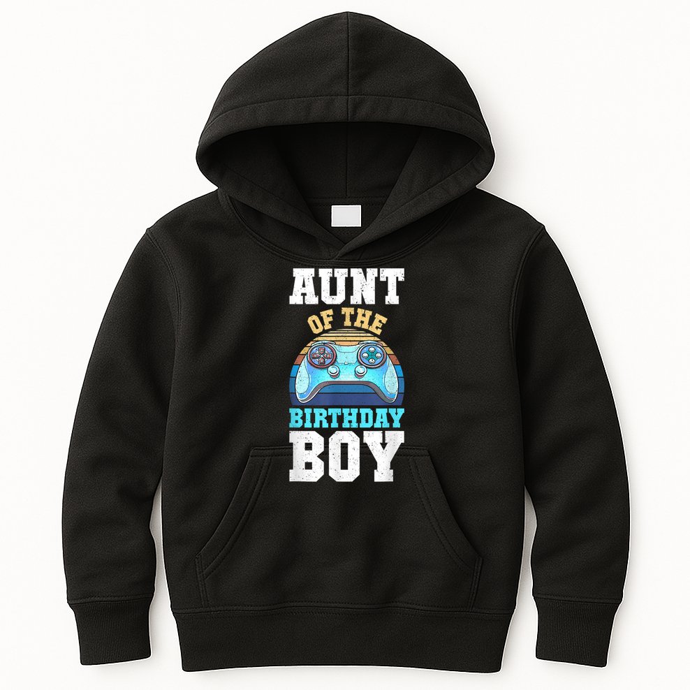 Aunt Of The Birthday Boy Matching Video Gamer Birthday Party Kids Hoodie