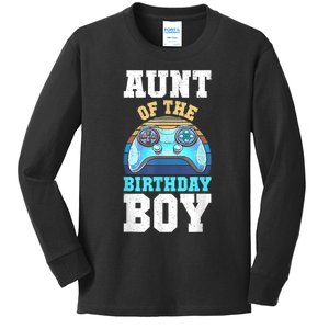 Aunt Of The Birthday Boy Matching Video Gamer Birthday Party Kids Long Sleeve Shirt