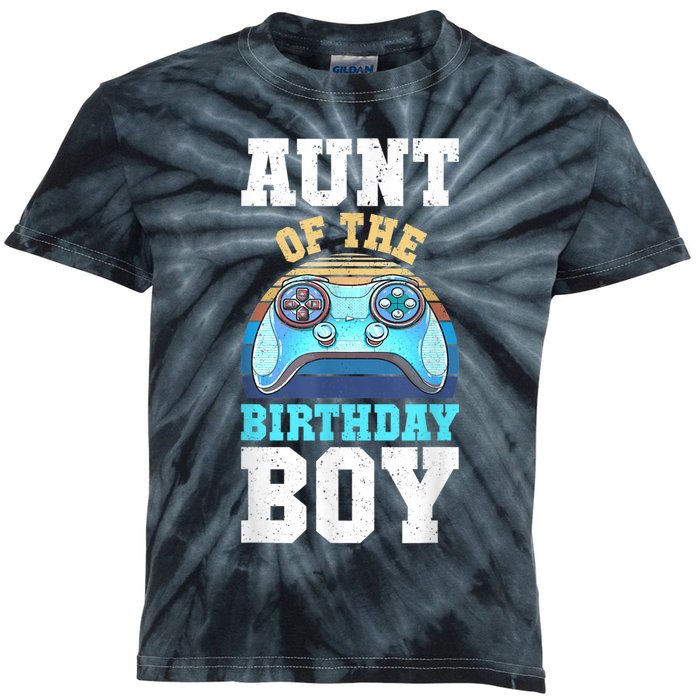 Aunt Of The Birthday Boy Matching Video Gamer Birthday Party Kids Tie-Dye T-Shirt