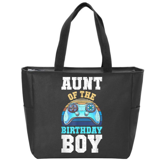 Aunt Of The Birthday Boy Matching Video Gamer Birthday Party Zip Tote Bag