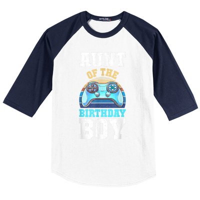 Aunt Of The Birthday Boy Matching Video Gamer Birthday Party Baseball Sleeve Shirt