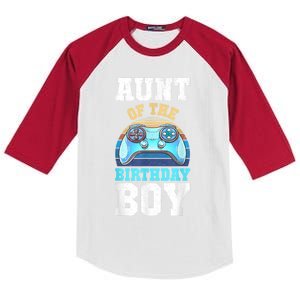 Aunt Of The Birthday Boy Matching Video Gamer Birthday Party Kids Colorblock Raglan Jersey