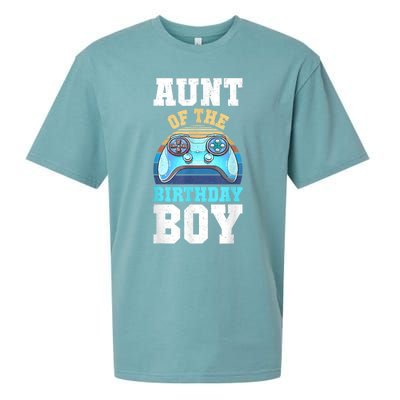 Aunt Of The Birthday Boy Matching Video Gamer Birthday Party Sueded Cloud Jersey T-Shirt