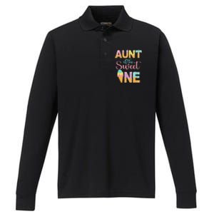 Aunt Of The Sweet One 1st Birthday Ice Cream Lovers Performance Long Sleeve Polo