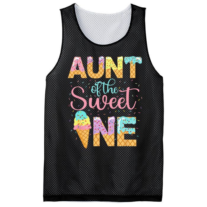 Aunt Of The Sweet One 1st Birthday Ice Cream Lovers Mesh Reversible Basketball Jersey Tank