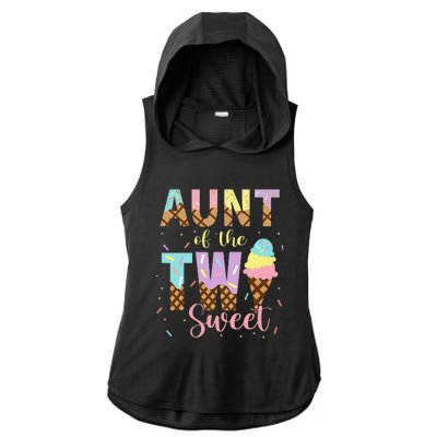 Aunt Of The Two Sweet Birthday Ice Cream Two Year old Ladies PosiCharge Tri-Blend Wicking Draft Hoodie Tank