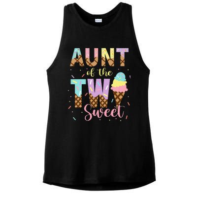 Aunt Of The Two Sweet Birthday Ice Cream Two Year old Ladies PosiCharge Tri-Blend Wicking Tank