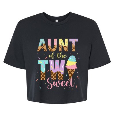 Aunt Of The Two Sweet Birthday Ice Cream Two Year old Bella+Canvas Jersey Crop Tee