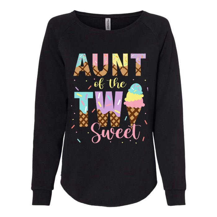 Aunt Of The Two Sweet Birthday Ice Cream Two Year old Womens California Wash Sweatshirt