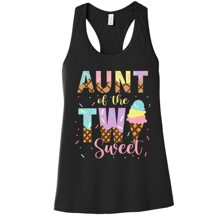 Aunt Of The Two Sweet Birthday Ice Cream Two Year old Women's Racerback Tank