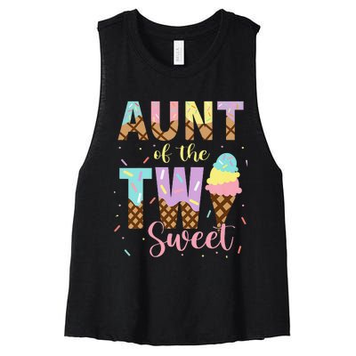 Aunt Of The Two Sweet Birthday Ice Cream Two Year old Women's Racerback Cropped Tank