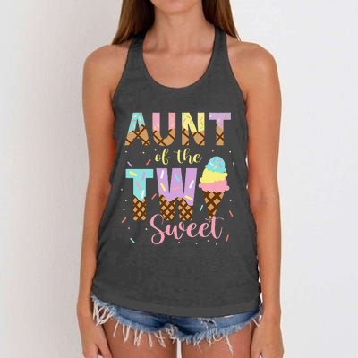 Aunt Of The Two Sweet Birthday Ice Cream Two Year old Women's Knotted Racerback Tank