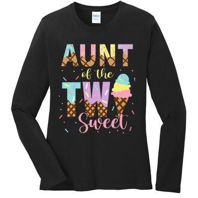 Aunt Of The Two Sweet Birthday Ice Cream Two Year old Ladies Long Sleeve Shirt