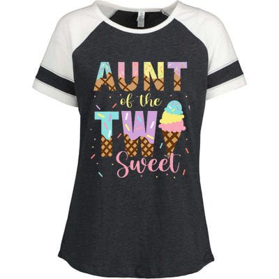 Aunt Of The Two Sweet Birthday Ice Cream Two Year old Enza Ladies Jersey Colorblock Tee