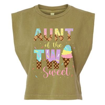 Aunt Of The Two Sweet Birthday Ice Cream Two Year old Garment-Dyed Women's Muscle Tee