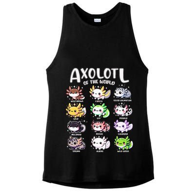 Axolotls Of The World Kawaii Types Of Axolotl Fish Amphibian Ladies PosiCharge Tri-Blend Wicking Tank