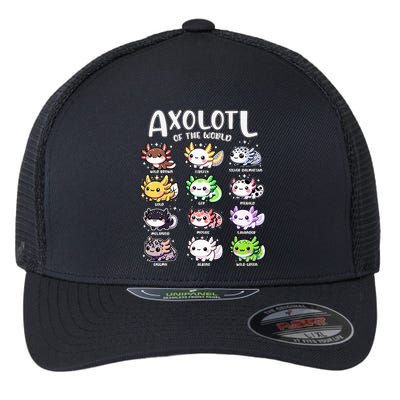 Axolotls Of The World Kawaii Types Of Axolotl Fish Amphibian Flexfit Unipanel Trucker Cap