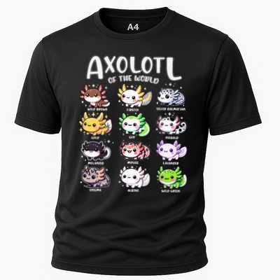 Axolotls Of The World Kawaii Types Of Axolotl Fish Amphibian Performance Shirt