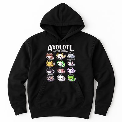 Axolotls Of The World Kawaii Types Of Axolotl Fish Amphibian Hoodie