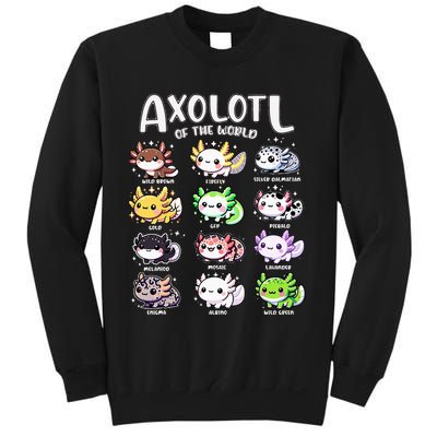Axolotls Of The World Kawaii Types Of Axolotl Fish Amphibian Sweatshirt
