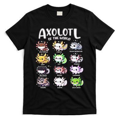 Axolotls Of The World Kawaii Types Of Axolotl Fish Amphibian T-Shirt