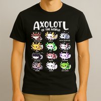 Axolotls Of The World Kawaii Types Of Axolotl Fish Amphibian T-Shirt