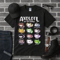 Axolotls Of The World Kawaii Types Of Axolotl Fish Amphibian Tall T-Shirt