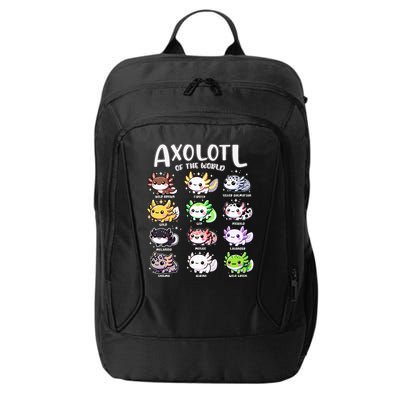 Axolotls Of The World Kawaii Types Of Axolotl Fish Amphibian City Backpack