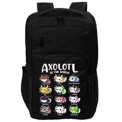 Axolotls Of The World Kawaii Types Of Axolotl Fish Amphibian Impact Tech Backpack