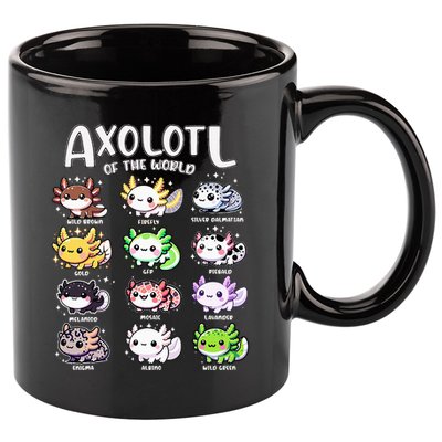 Axolotls Of The World Kawaii Types Of Axolotl Fish Amphibian 11oz C Handle Ceramic Mug