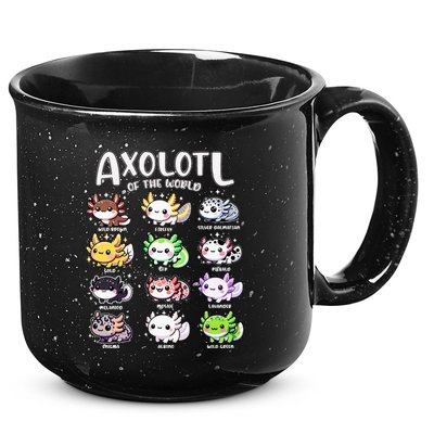 Axolotls Of The World Kawaii Types Of Axolotl Fish Amphibian 15oz Campfire Ceramic Mug