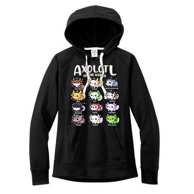 Axolotls Of The World Kawaii Types Of Axolotl Fish Amphibian Women's Fleece Hoodie