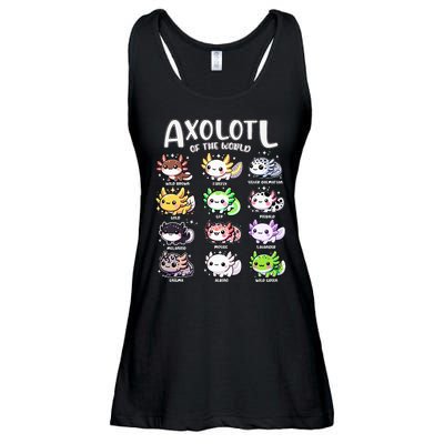 Axolotls Of The World Kawaii Types Of Axolotl Fish Amphibian Ladies Essential Flowy Tank