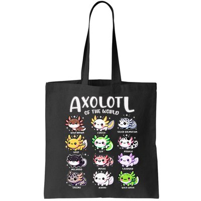 Axolotls Of The World Kawaii Types Of Axolotl Fish Amphibian Bag