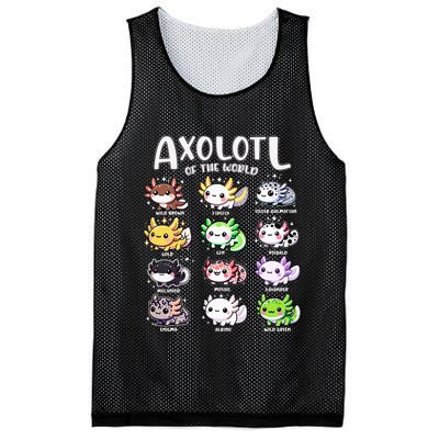 Axolotls Of The World Kawaii Types Of Axolotl Fish Amphibian Mesh Reversible Basketball Jersey Tank