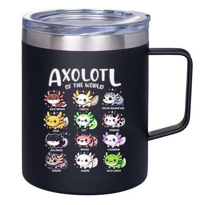 Axolotls Of The World Kawaii Types Of Axolotl Fish Amphibian 12oz Stainless Steel Coffee Mug