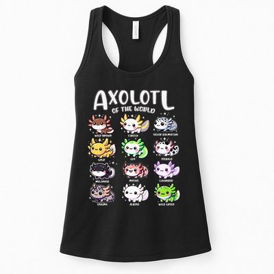 Axolotls Of The World Kawaii Types Of Axolotl Fish Amphibian Womens Tank Top