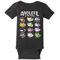 Axolotls Of The World Kawaii Types Of Axolotl Fish Amphibian Baby Bodysuit