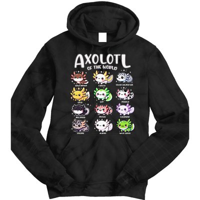 Axolotls Of The World Kawaii Types Of Axolotl Fish Amphibian Tie Dye Hoodie