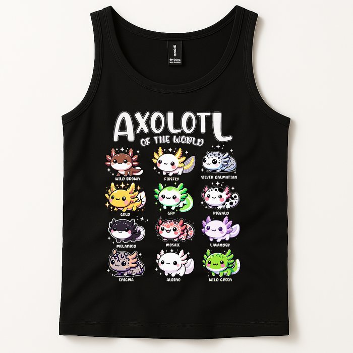 Axolotls Of The World Kawaii Types Of Axolotl Fish Amphibian Tank Top