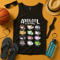 Axolotls Of The World Kawaii Types Of Axolotl Fish Amphibian Tank Top